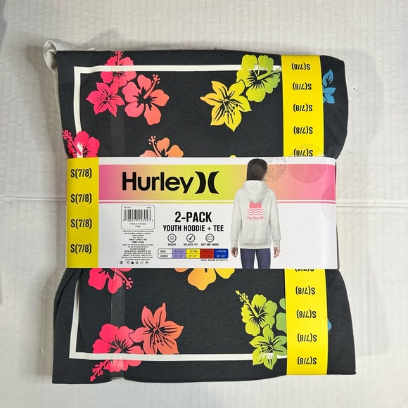 Hurley Youth Girls Hoodie & Tee (2 Pcs Set) Gray, Multicolor S,M,& L NWT - Picture 7 of 11